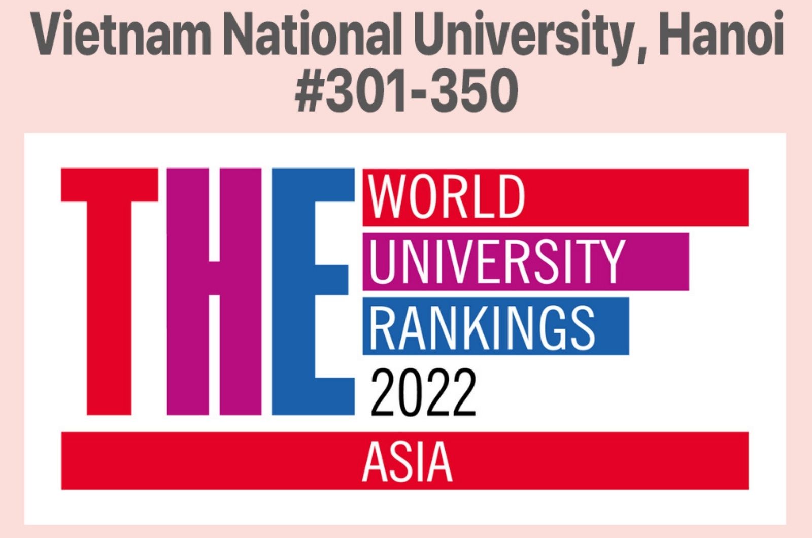 ĐHQGHN đứng đầu Việt Nam ở tiêu chí Giảng dạy trong Bảng xếp hạng Châu Á của Times Higher Education 2022