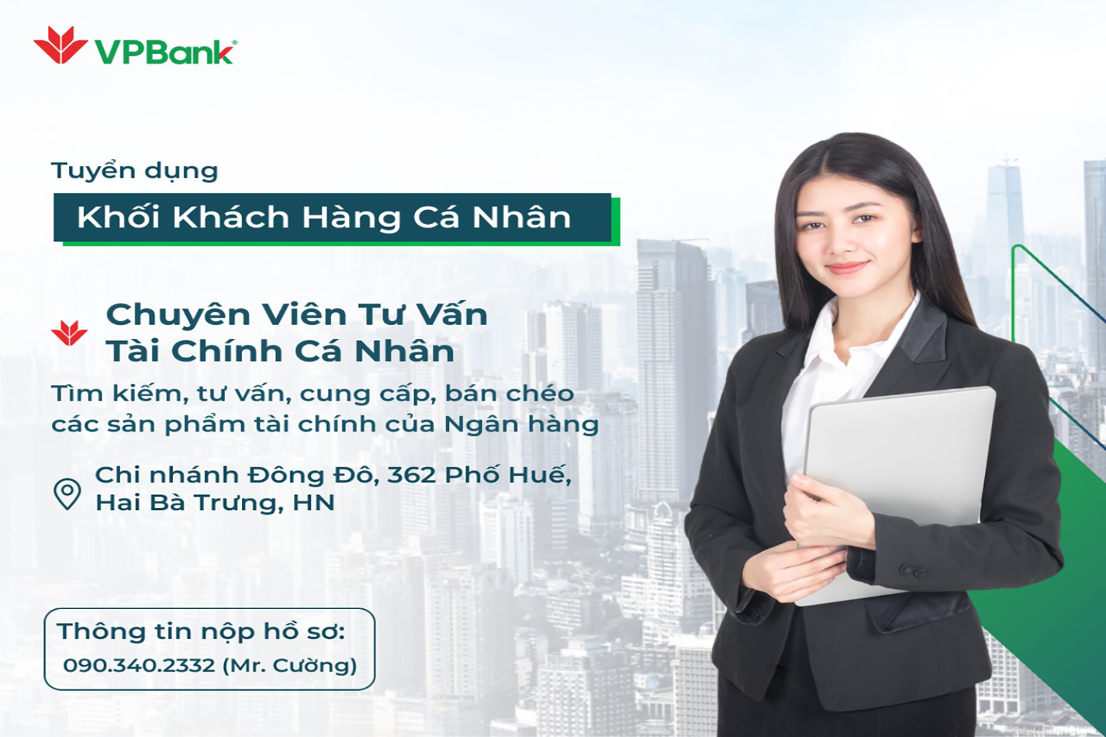 VPBank Đông Đô tuyển dụng  Chuyên viên tư vấn tài chính cá nhân