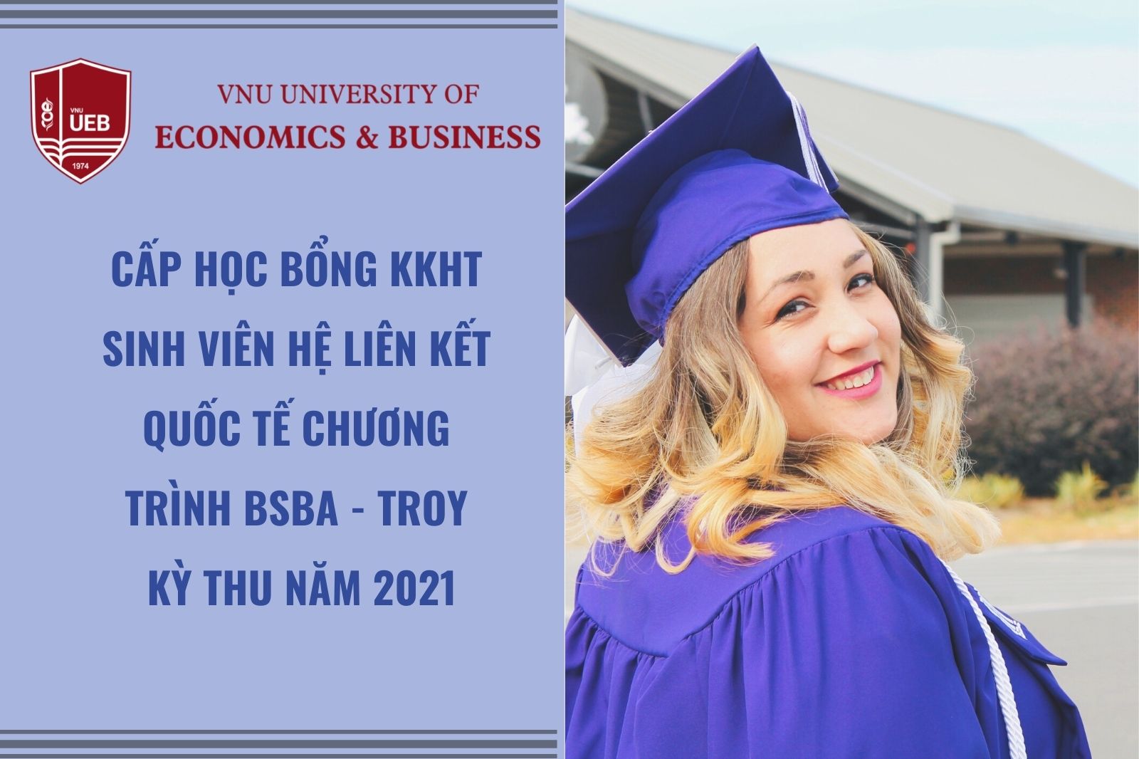 Cấp học bổng KKHT sinh viên hệ Liên kết quốc tế  chương trình BSBA - Troy kỳ Thu năm 2021