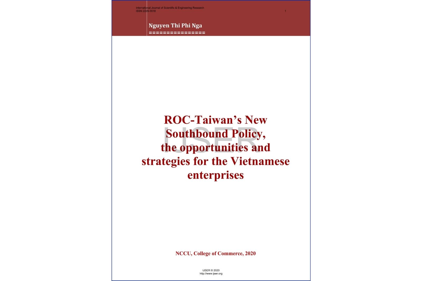 ROC-Taiwan’s New Southbound Policy, the opportunities and strategies for the Vietnamese Enterprises