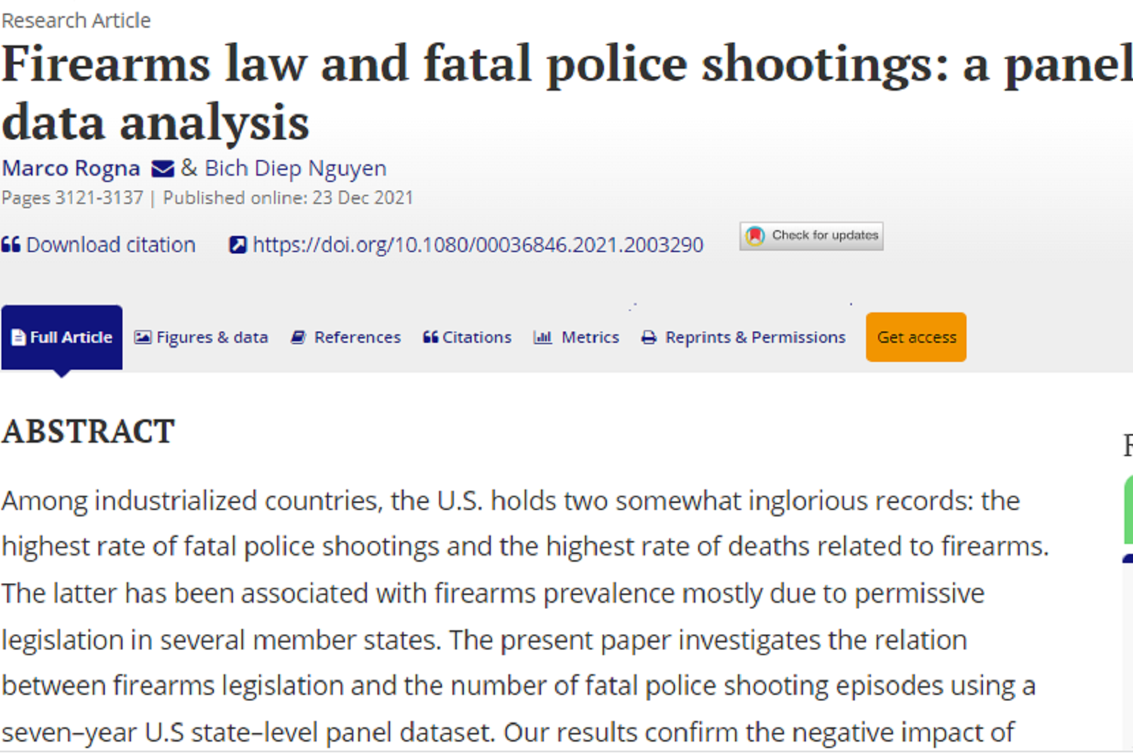 Luật kiểm soát súng đạn chặt chẽ hơn có làm giảm tỷ lệ cảnh sát bắn chết người ở Mỹ?