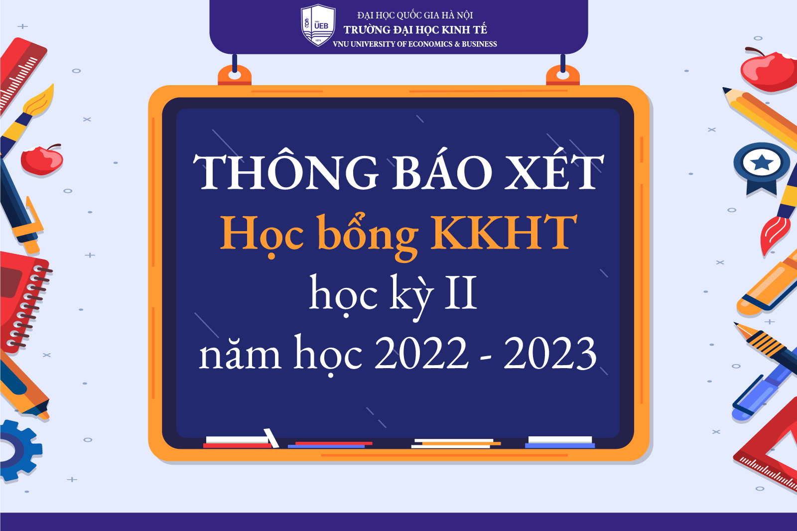 Thông báo hướng dẫn xét học bổng KKHT cho sinh viên chính quy học kỳ II năm học 2022 - 2023