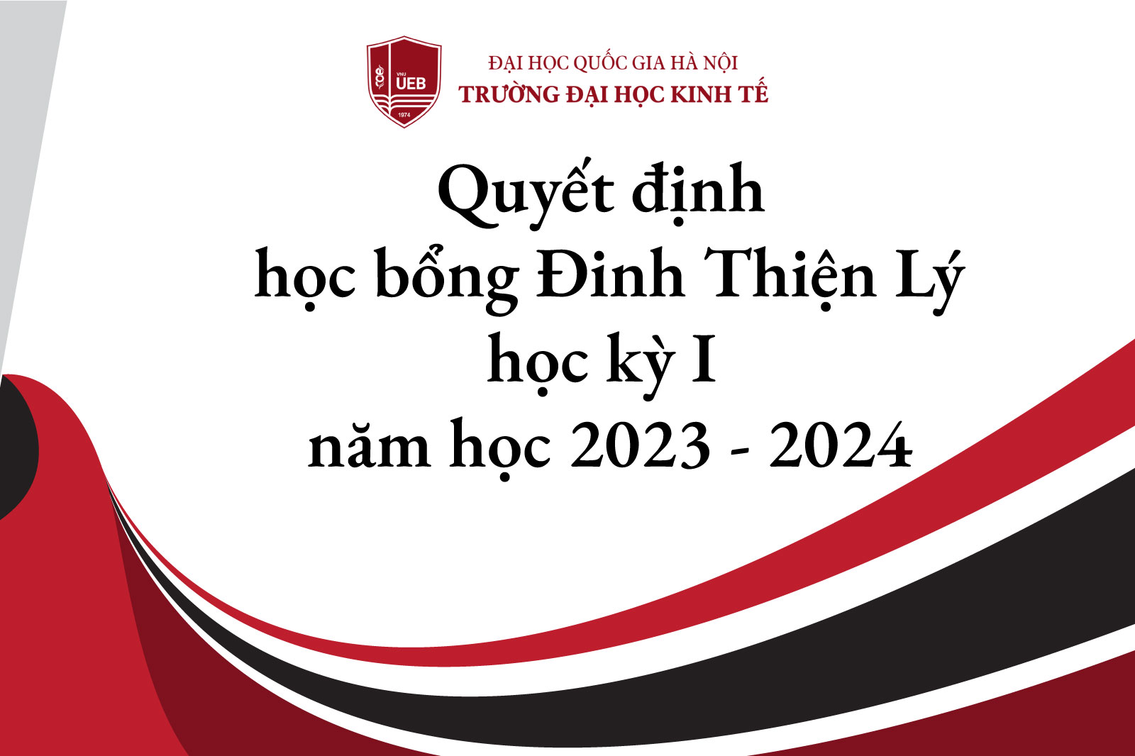 Quyết định trao học bổng Đinh Thiện Lý học kỳ I, năm học 2023-2024 