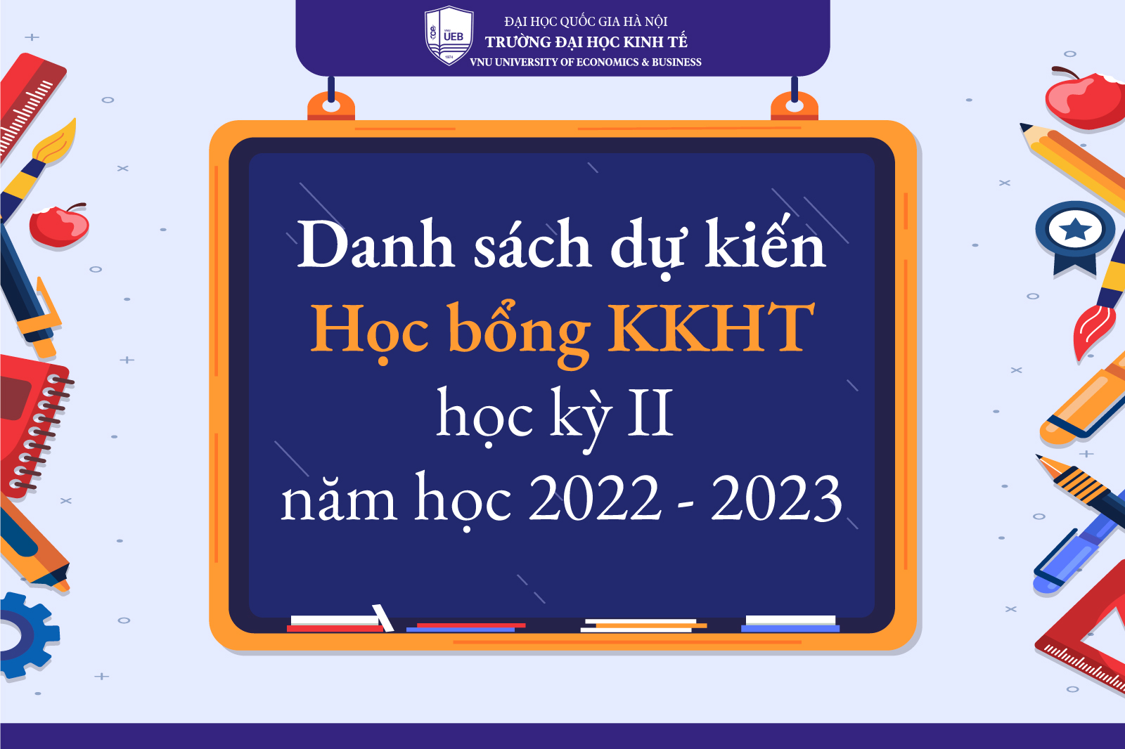 Danh sách dự kiến sinh viên chính quy nhận học bổng khuyến khích học tập học kỳ II năm học 2022-2023