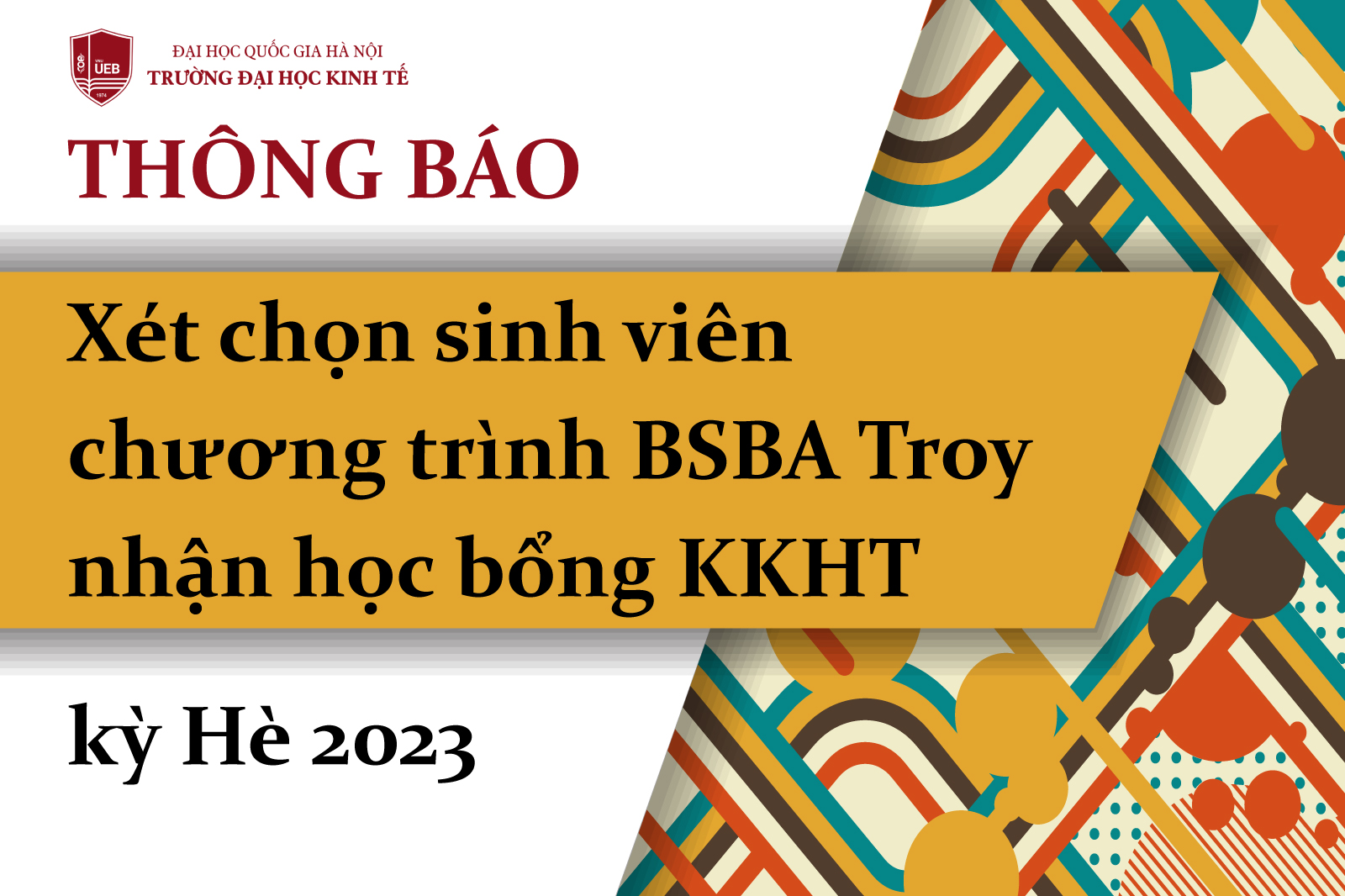 Thông báo xét chọn sinh viên hệ liên kết quốc tế chương trình BSBA Troy nhận học bổng kỳ Hè 2023