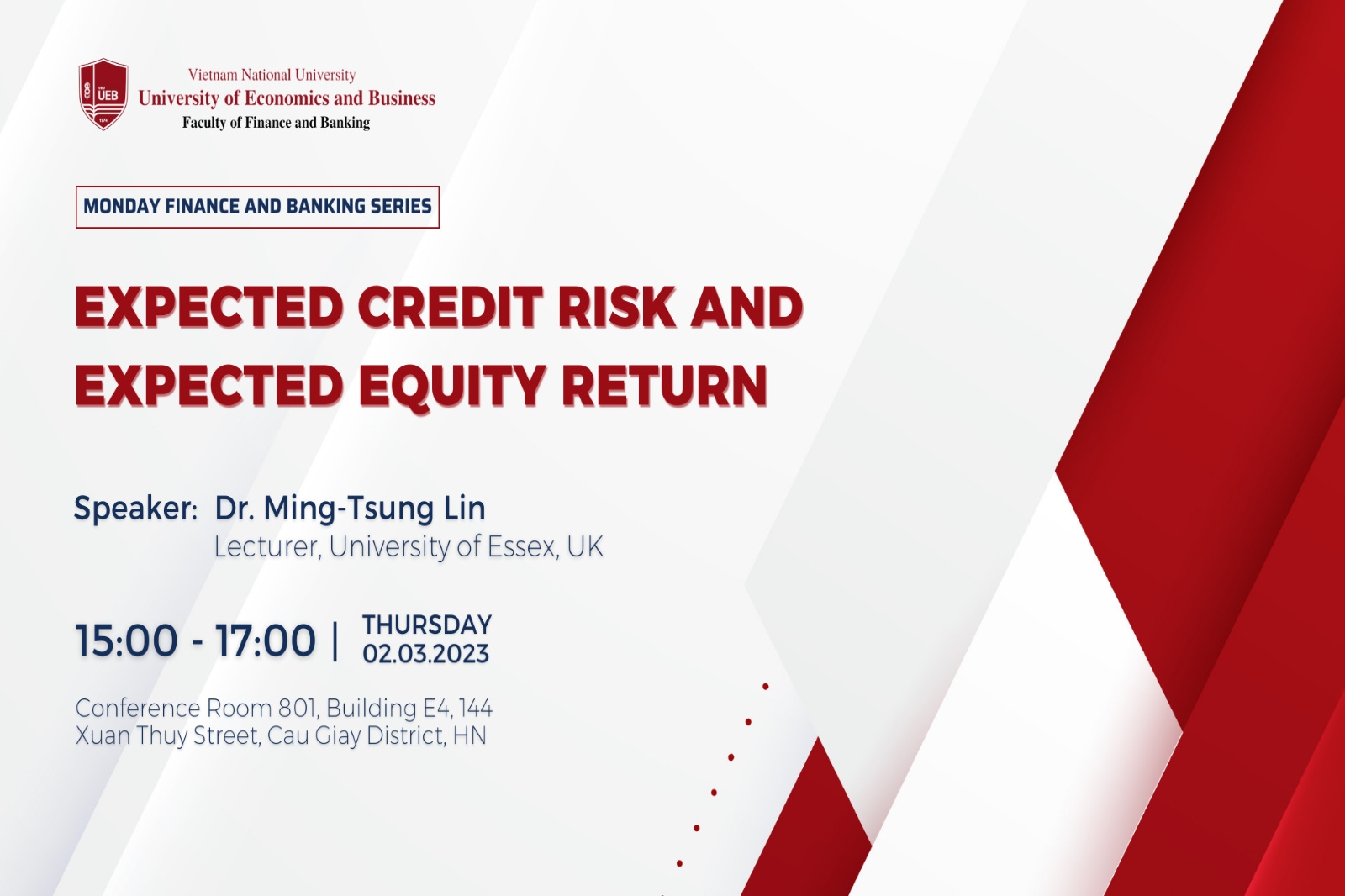 Thư mời tham dự Seminar - Expected credit risk and expected equity return