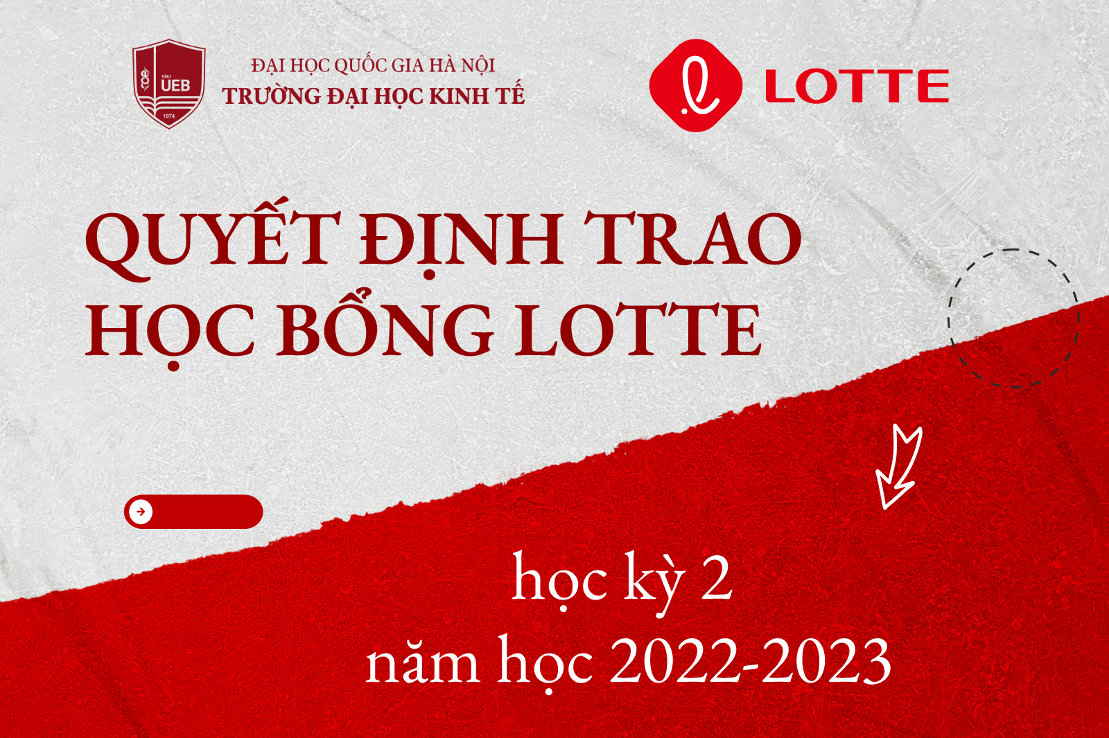Quyết định trao học bổng của Quỹ học bổng Lotte, Hàn Quốc học kỳ 2, năm học 2022-2023