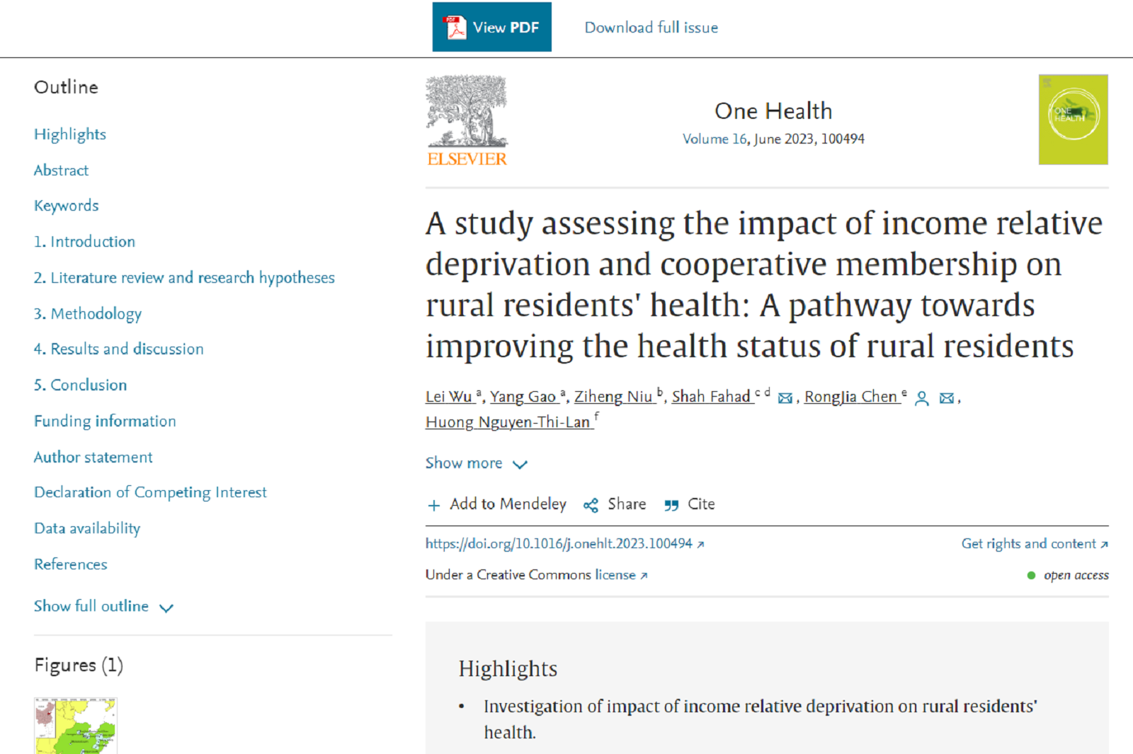 Nghiên cứu đánh giá tác động của sự thiếu thốn tương đối về thu nhập cá nhân đối với sức khỏe của cư dân nông thôn: Cách thức hướng tới cải thiện tình trạng sức khỏe của cư dân nông thôn