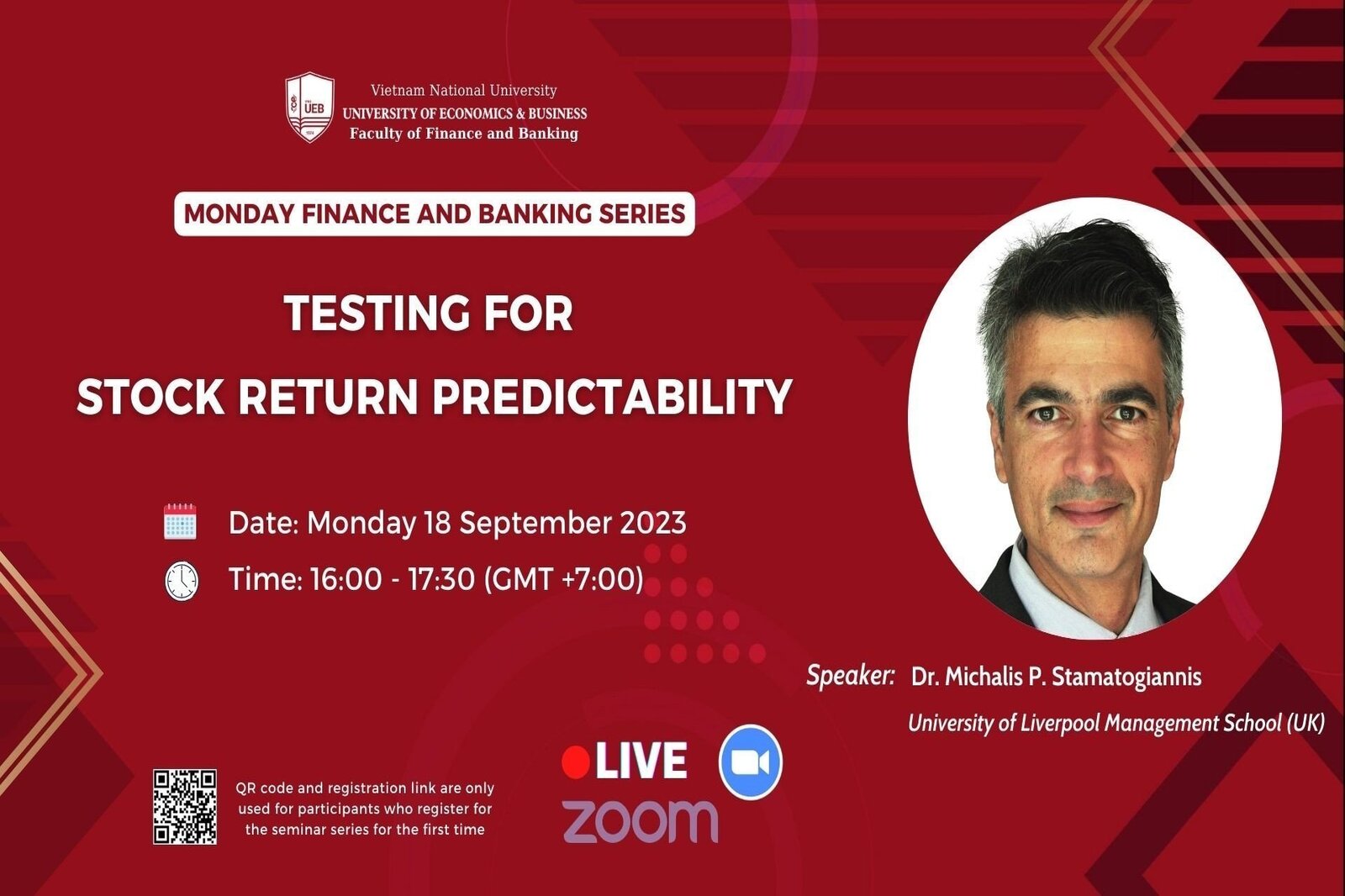 Tọa đàm Monday Finance And Banking Series Tháng 9/2023 – Testing For Stock Return Predictatbility