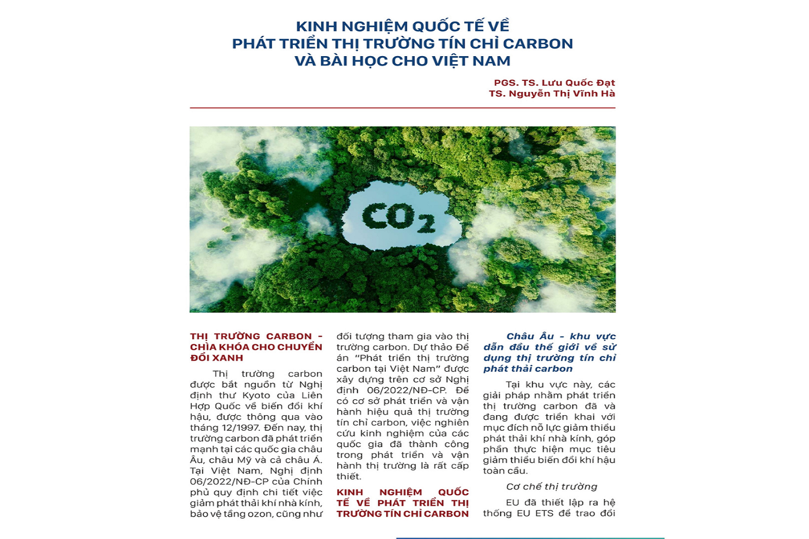 Kinh nghiệm quốc tế về phát triển thị trường tín chỉ carbon và bài học cho Việt Nam