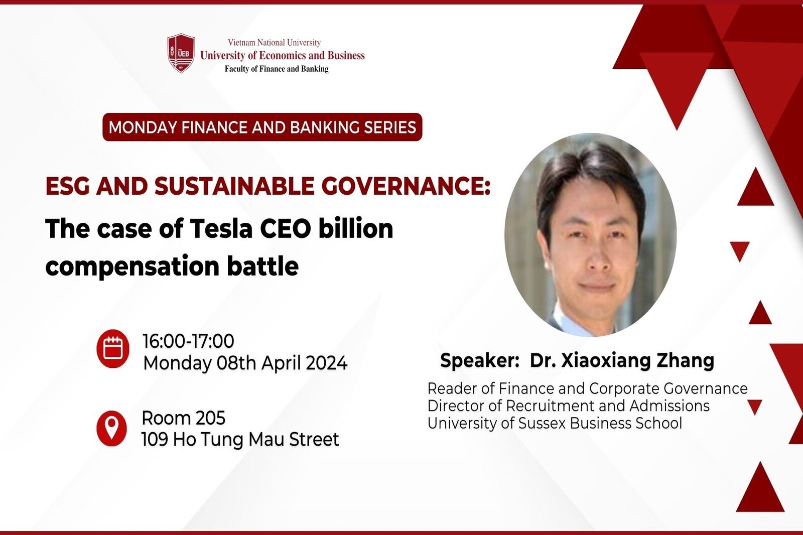 Thư mời tham dự Tọa đàm Monday Finance And Banking Series kết hợp Guest Lecture học phần Financial Markets and Institutions tháng 4/2023