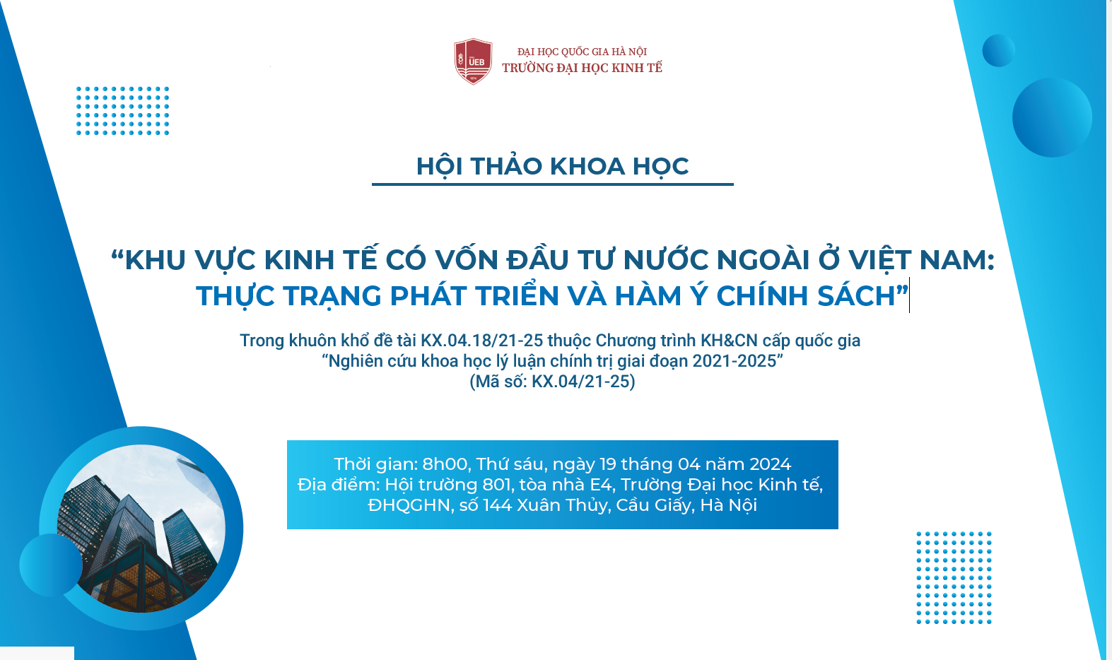Hội thảo khoa học "Khu vực kinh tế có vốn đầu tư nước ngoài ở Việt Nam: Thực trạng phát triển và hàm ý chính sách"