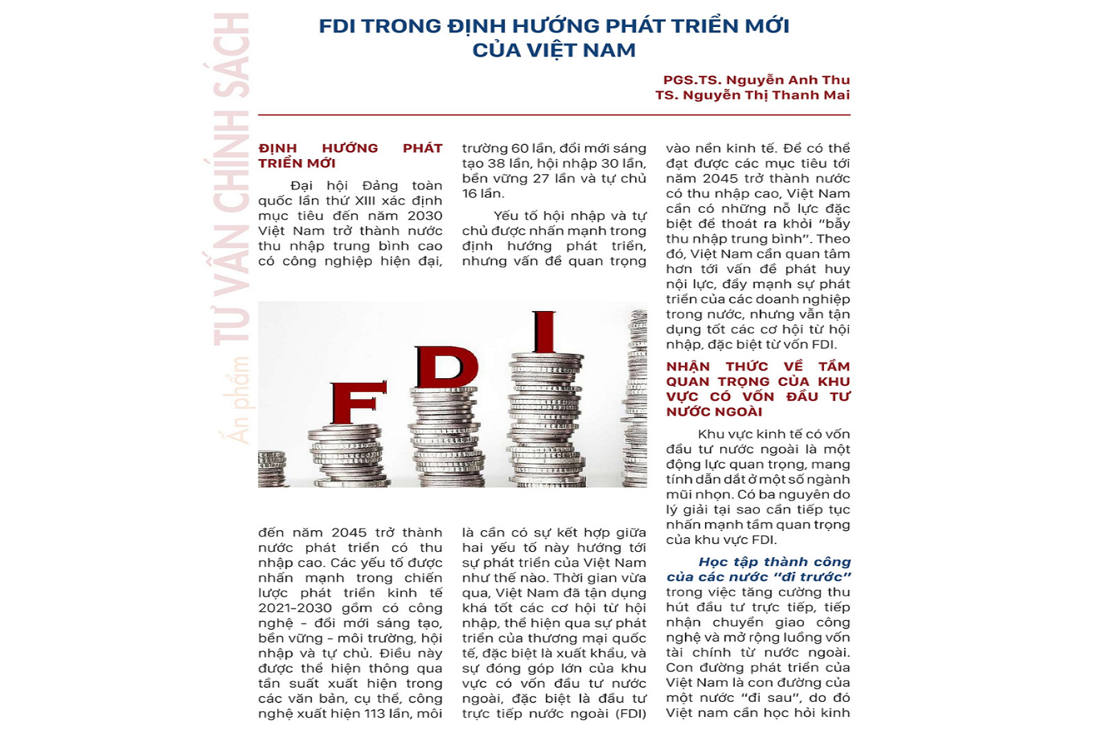 FDI trong định hướng phát triển mới của Việt Nam